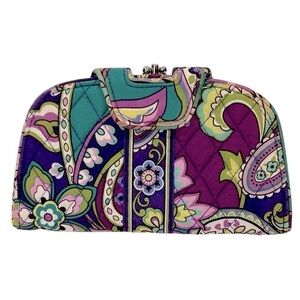 Vera Bradley Kiss N Snap Wallet/Clutch Paisley Jamboree Purple/Green/Pink GUC